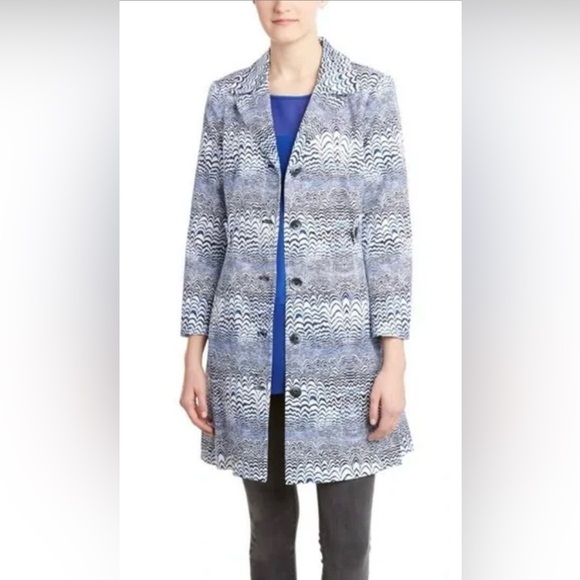 Trina Turk Lee Blueprint Button Front Coat - Picture 1 of 6